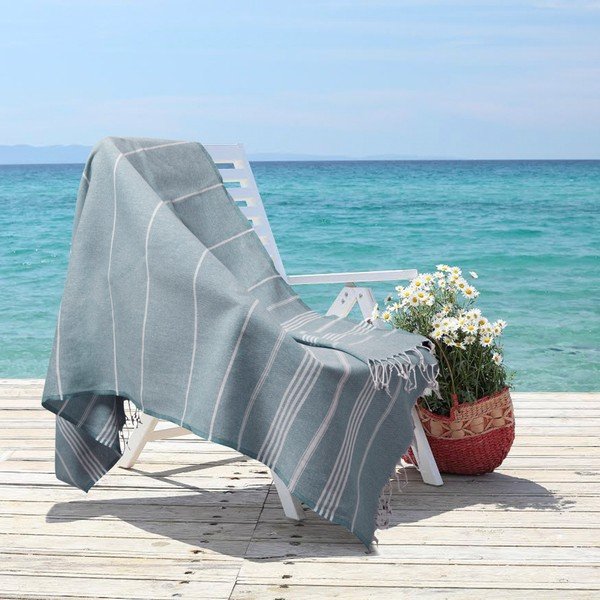 Mėlynas hamamo rankšluostis "Kate Louise Classic", 180 x 100 cm-image-1