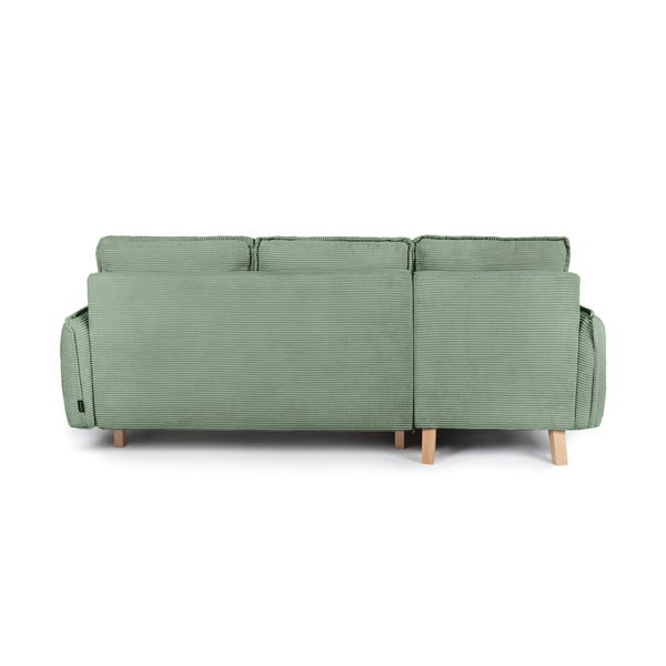 Iš kordinio velveto sulankstoma kampinė sofa šviesiai žalios spalvos (kintama) Tori – Bonami Selection-image-4