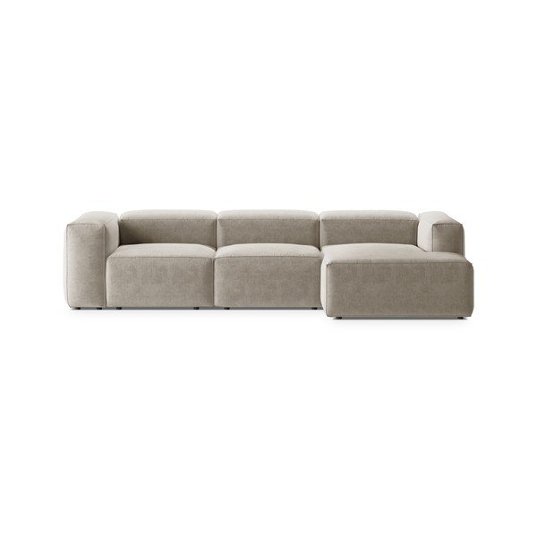 Smėlio spalvos kampinė sofa (su dešiniuoju kampu/su gultu) Bergamo – Cosmopolitan Design