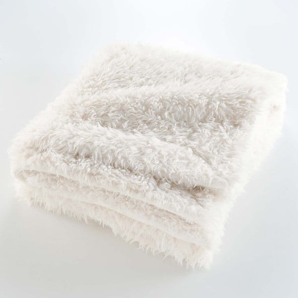 Kreminės spalvos iš dirbtinio kailio antklodė ir pledas 220x240 cm Mouton – douceur d'intérieur