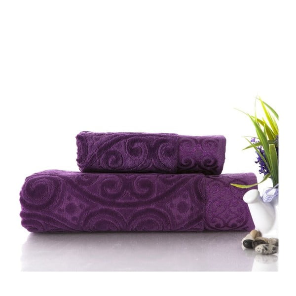 2 rankšluosčių rinkinys "Hanzade Purple", 50x90 cm ir 70x140 cm