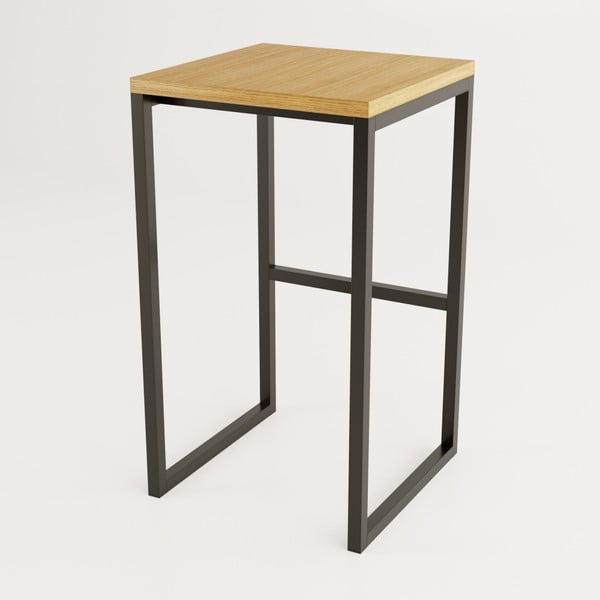 Juodos spalvos/natūralios spalvos baro taburetė iš ąžuolo Frame – Woodman-image-2