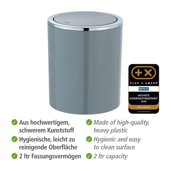 Pilka šiukšliadėžė Wenko Inca, 2 l-image-4