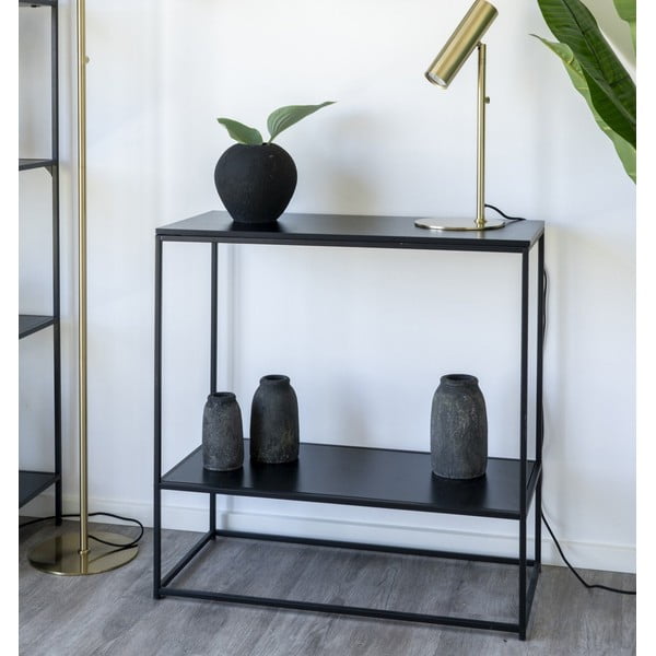 Konsolinis staliukas juodos spalvos su juodu stalviršiu 80x36 cm Vita – House Nordic-image-1