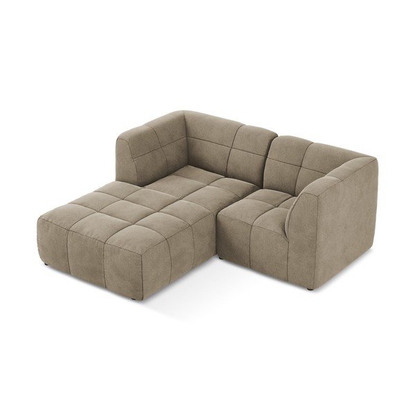Rudos spalvos kampinė sofa iš velveto (su kairiuoju kampu/su gultu) Aloha – Makamii-image-3