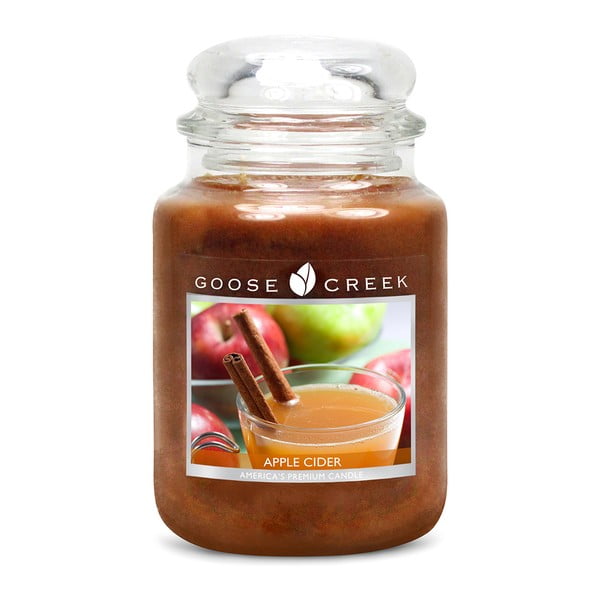 "Goose Creek Apple Cider" kvapioji žvakė stikliniame indelyje, 150 valandų degimo trukmė
