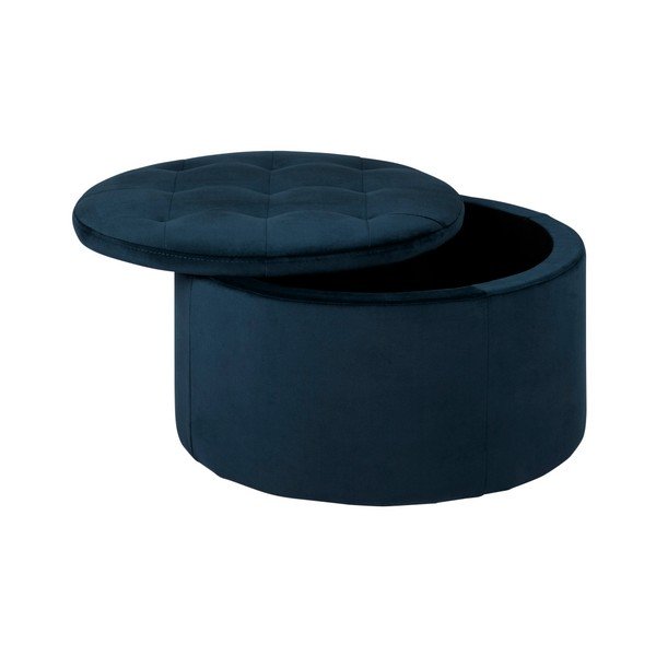 Tamsiai mėlynas aksominis pufas Actona Retina, ⌀ 60 cm-image-2