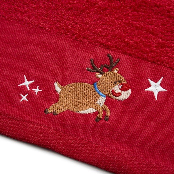 Raudonos ir baltos spalvos medvilniniai rankšluosčiai, 2 vnt., 40x60 cm Santa's Reindeers - Catherine Lansfield-image-2