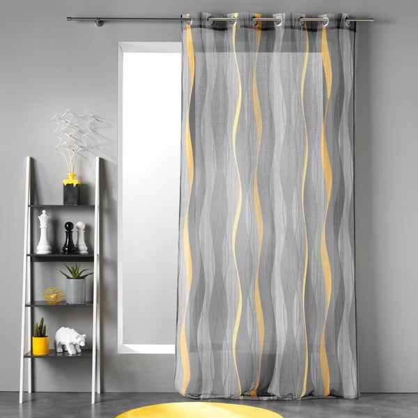 Pilkos spalvos iš šydo permatoma užuolaida 140x240 cm Ondulys – douceur d'intérieur-image-2