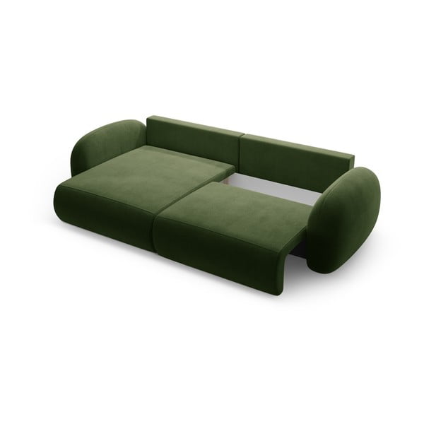 Žalios spalvos iš velveto sulankstoma/su sandėliavimo vieta kampinė sofa Tonale – Cosmopolitan Design-image-3