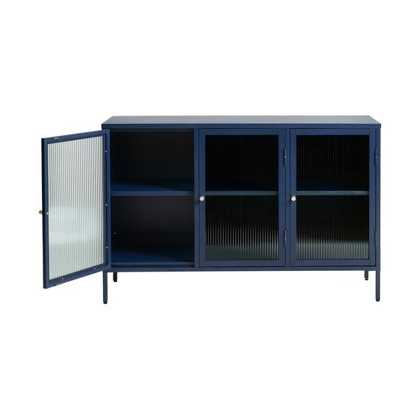 Mėlynos spalvos metalinė vitrina Unique Furniture Bronco, aukštis 85 cm-image-3