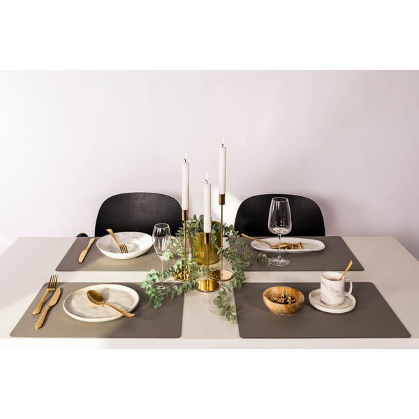 Pilkos ir smėlio spalvos perdirbtos odos padėkliukas ZicZac Titane, 33 x 45 cm-image-2