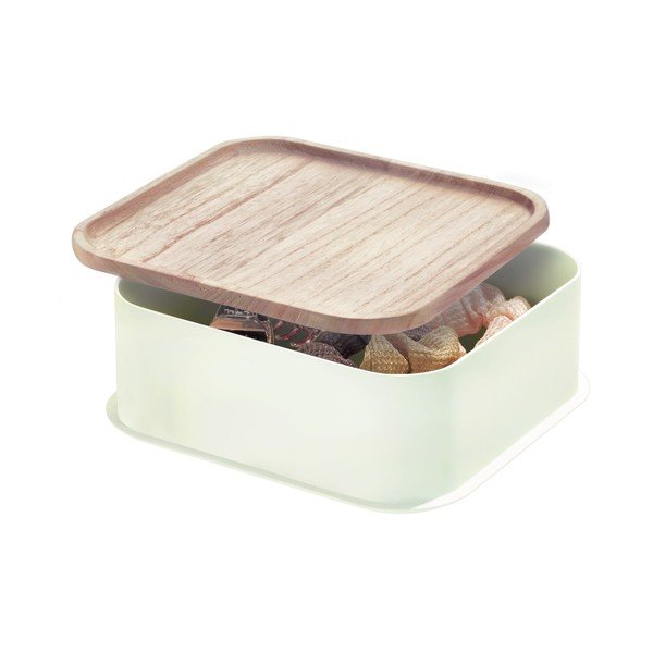 Balta dėžutė su dangteliu pagaminta iš paulovnijos medienos iDesign Eco, 21,3 x 21,3 cm-image-1