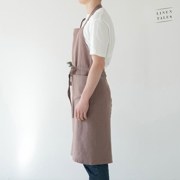 Violetinė lininė prijuostė Linen Tales Chef, 100 cm ilgio-image-3