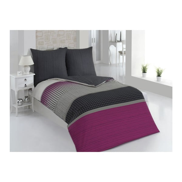 Patalynė su pagalve Sarita Purple, viengulė lova, 135x200 cm