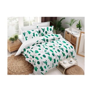 Dvigulės lovos paklodė su medvilnės mišiniu Cactus Green, 200 x 220 cm