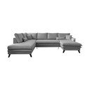 Pilkos spalvos U formos sofa-lova Miuform Charming Charlie, kairysis kampas
