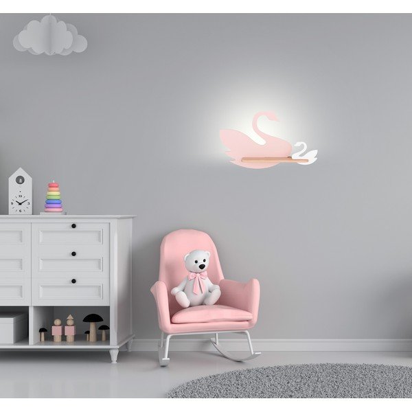 Baltos ir rožinės spalvos vaikiškas šviestuvas Swan - Candellux Lighting-image-1