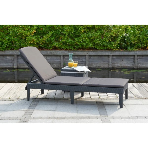 Plastikinis sodo šezlongas tamsiai pilkos spalvos Jaipur – Keter-image-1
