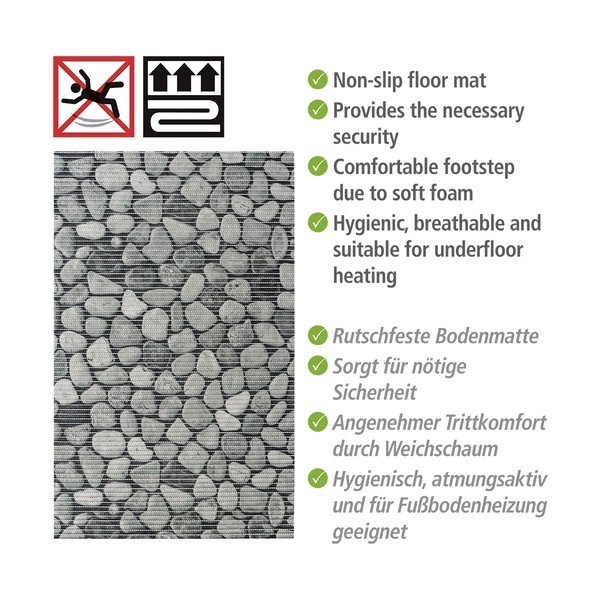 Pilkas plastikinis vonios kambario kilimėlis 50x80 cm Sassi - Wenko-image-4