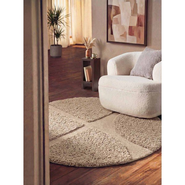 Rankų darbo smėlio spalvos apvalios formos kilimas ø 160 cm Lambeth Jasper – Ted Baker-image-1