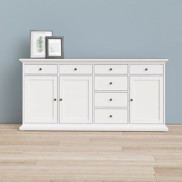 Žema šoninė spintelė baltos spalvos 189x92 cm Paris – Tvilum-image-1