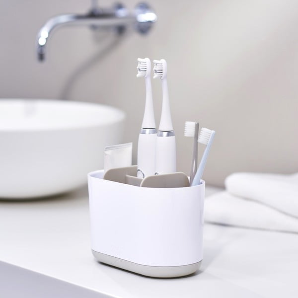 Iš plastiko dantų šepetėlio indas baltos spalvos Duo – Joseph Joseph-image-4