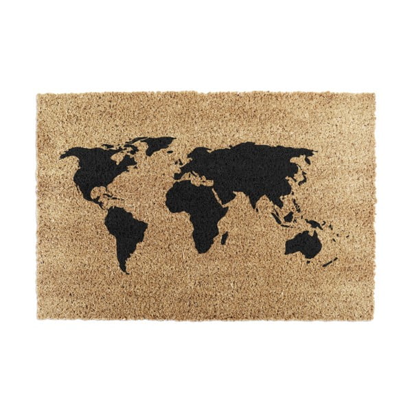 Iš kokoso pluošto grindų kilimėlis 40x60 cm World Map – Artsy Doormats