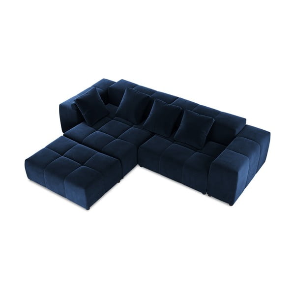 Mėlyno aksomo kampinė sofa (kintama) Rome Velvet - Cosmopolitan Design-image-3