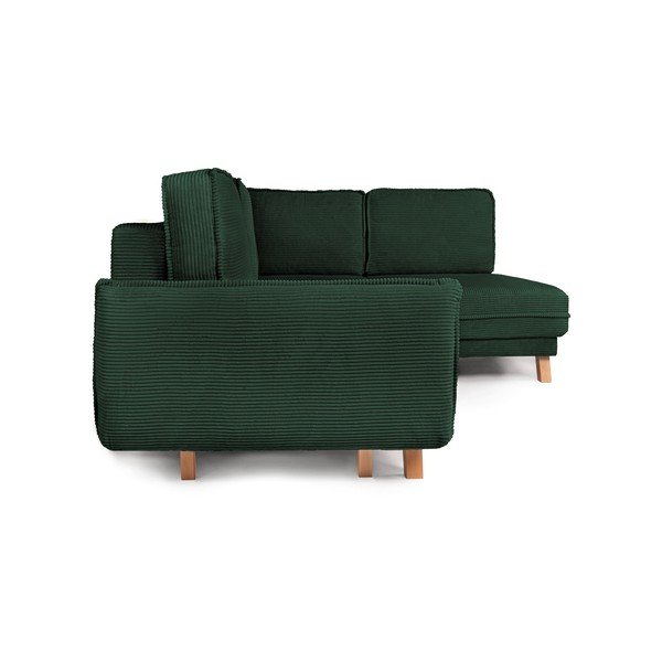 Tamsiai žalios spalvos sulankstoma/su sandėliavimo vieta kampinė sofa iš kordinio velveto (su dešiniuoju kampu/„L“ formos) Tori – Bonami Selection-image-4