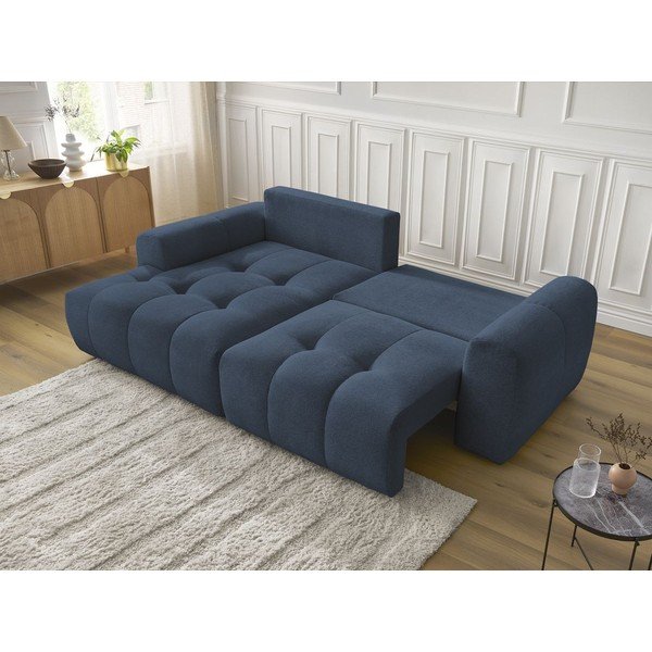 Mėlynos spalvos sulankstoma/su sandėliavimo vieta kampinė sofa iš šenilinio audinio (su kairiuoju kampu/su gultu) Roxelane – Bobochic Paris-image-4