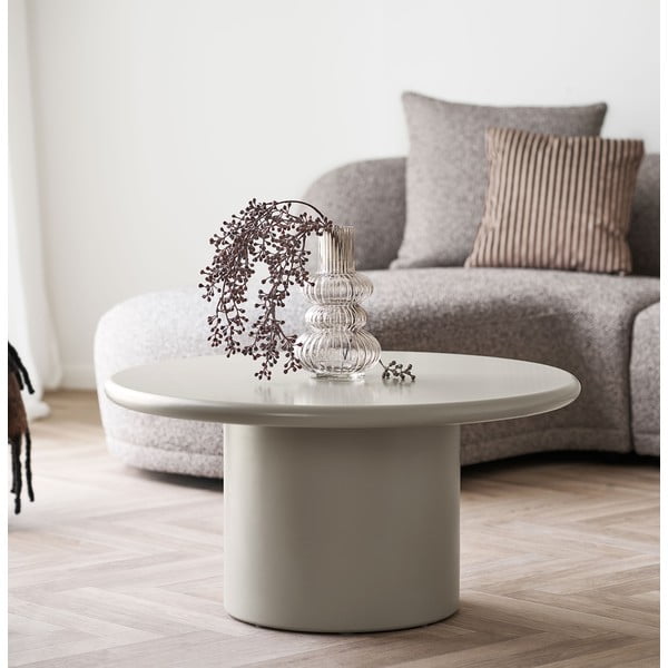 Kreminės spalvos apvalios formos kavos staliukas ø 80 cm Nagano – House Nordic-image-1