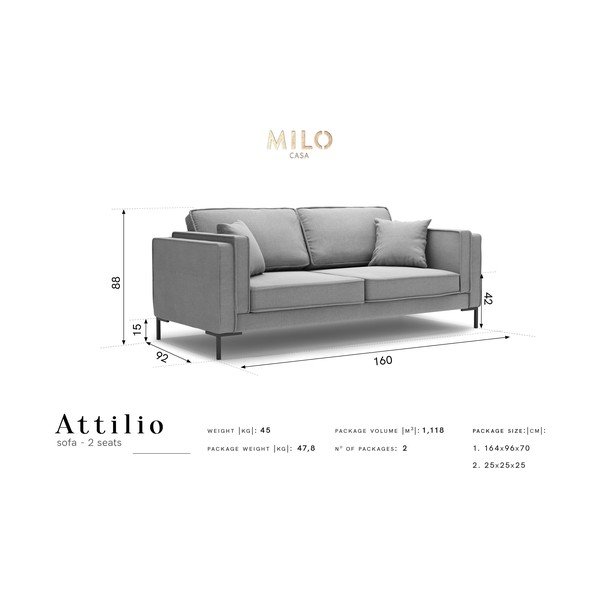 Geltona sofa Milo Casa Attilio, 160 cm-image-4