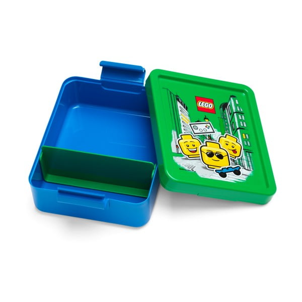 Mėlyna užkandžių dėžutė su žaliu dangteliu LEGO® Iconic
