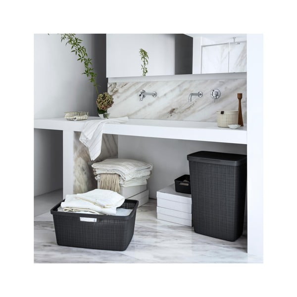 Pilkos spalvos skalbinių krepšys Curver Jute, 46 l-image-1