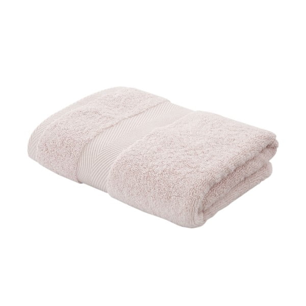 Šviesiai rožinis medvilninis rankšluostis su šilku 50x90 cm - Bianca