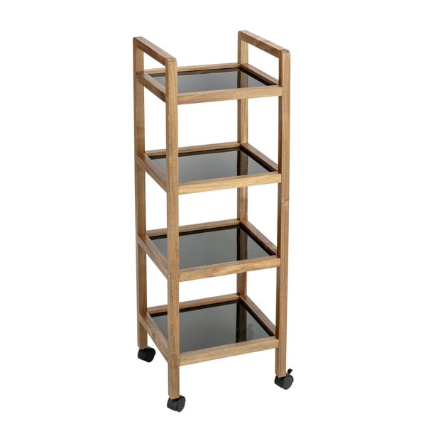 Juodos spalvos/natūralios spalvos iš akacijos masyvo vonios lentyna 35x101,5 cm Fondi – Wenko