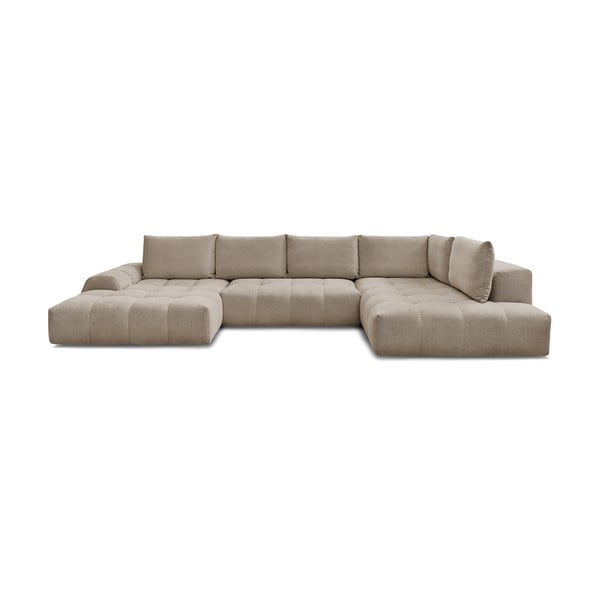 Taupe spalvos iš šenilinio audinio sulankstoma/su sandėliavimo vieta kampinė sofa (su dešiniuoju kampu/„U“ formos) Everest – Bobochic Paris