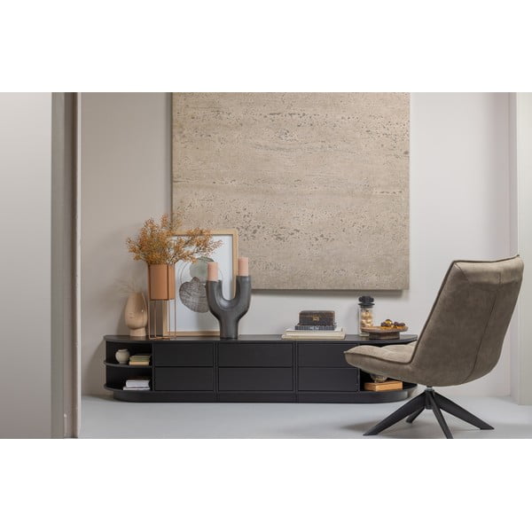 TV spintelė juodos spalvos iš pušies masyvo 75x40 cm Finca – WOOOD-image-1