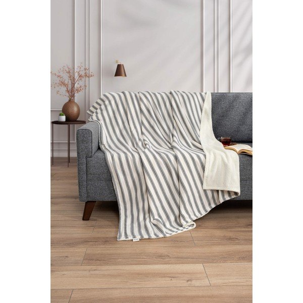 Baltos spalvos/antracito spalvos antklodė ir pledas 150x190 cm Soren Wellsoft – Mijolnir-image-1