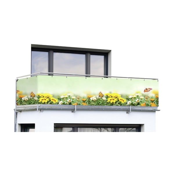 Geltonai žalias plastikinis balkono ekranas 500x85 cm Butterfly - Maximex