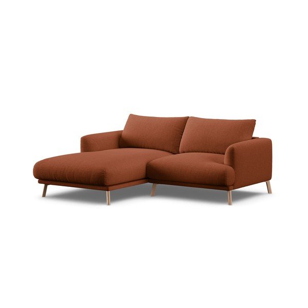 Terakotos spalvos kampinė sofa (su kairiuoju kampu/su gultu) Naomi – Micadoni 