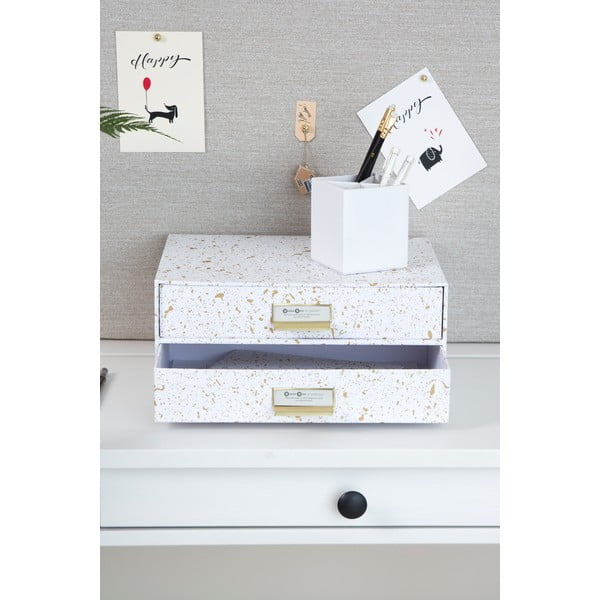 Aukso baltos spalvos 2 skyrių dokumentų stalčius Bigso, 33 x 22,5 cm-image-1