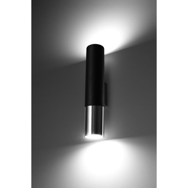 Juodos spalvos/sidabrinės spalvos iš metalo sieninė lempa ø 6 cm Longbot – Sollux-image-1