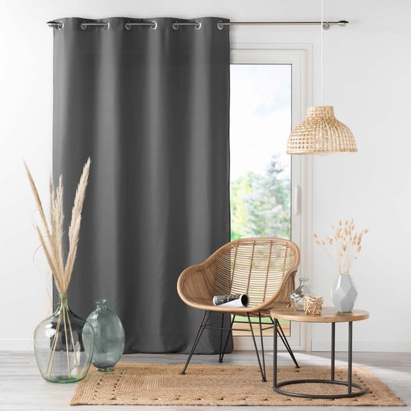 Užuolaida iš mikropluošto antracito spalvos 140x280 cm Absolu – douceur d'intérieur-image-3