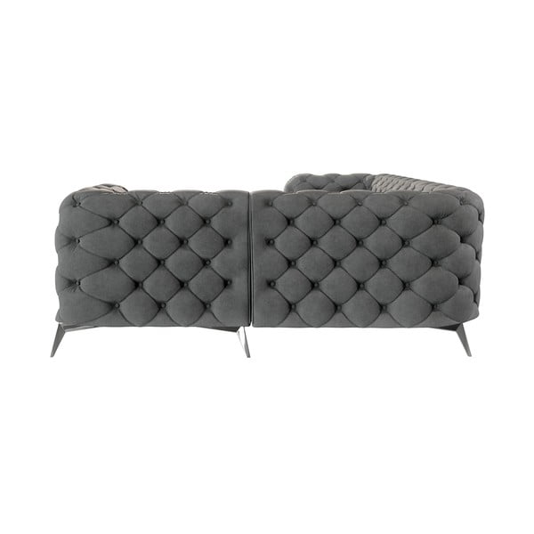 Pilkos spalvos iš velveto kampinė sofa (su dešiniuoju kampu/„L“ formos) Chelsea – Ropez-image-2