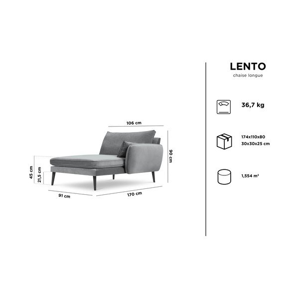 Geltonas aksominis poilsio gultas su juodomis kojomis Kooko Home Lento, kampas dešinėje-image-4