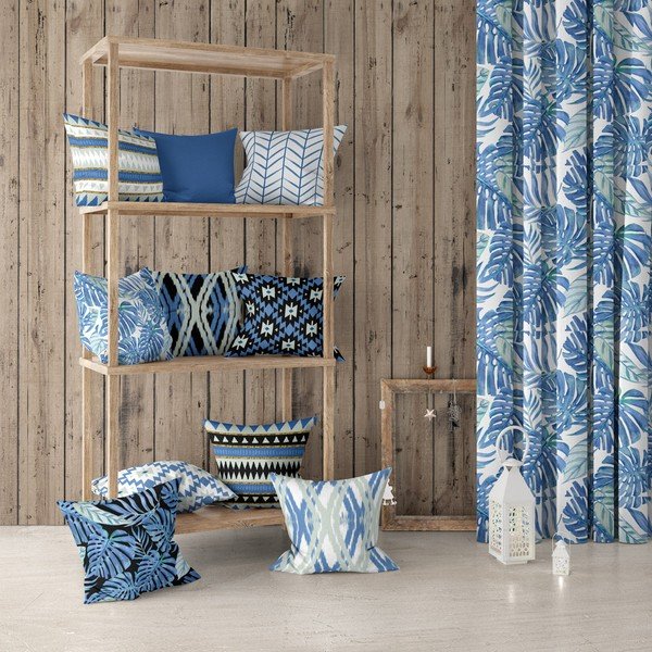 Mėlynos ir baltos spalvos užvalkalas Mike & Co. NEW YORK Santorinis, 43 x 43 cm-image-1