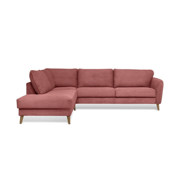 Iš kordinio velveto kampinė sofa rožinės spalvos (su kairiuoju kampu) Paris – Scandic