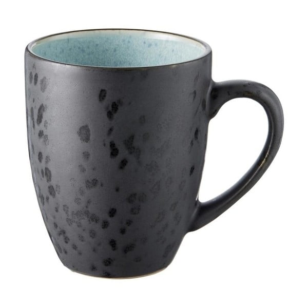 Juodas akmens masės puodelis su šviesiai mėlyna vidine glazūra "Bitz Mensa", 300 ml